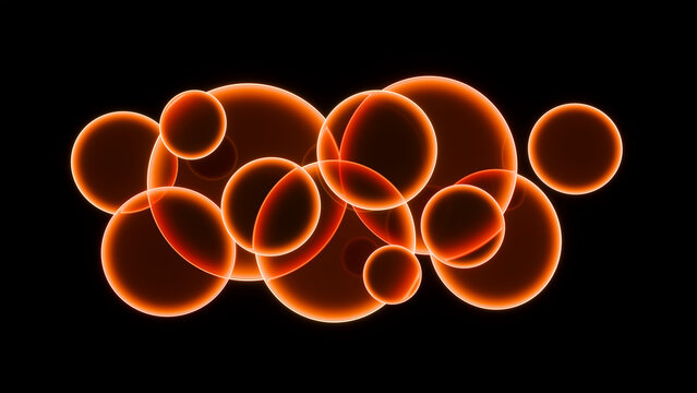 Glowing overlapping orange circles with neon effect on dark background