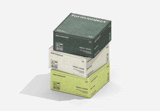 Alternating Flat Boxes Stack Mockup For Branding And Packaging Design
