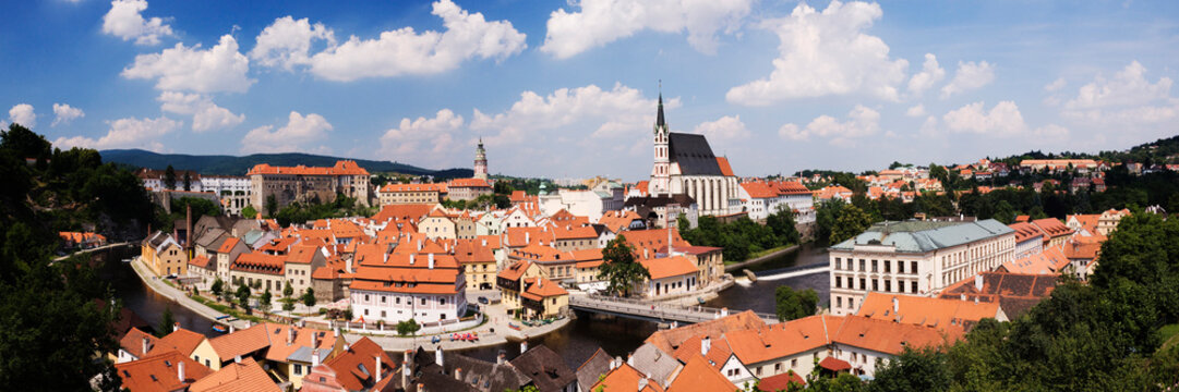 Panoramic view of cesky krumlov town, czech republic