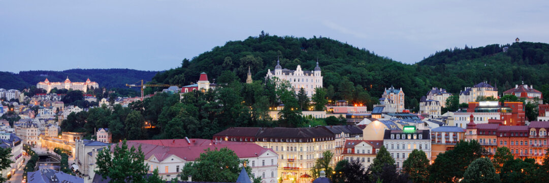 Karlovy vary cityscape with historic buildings czech republic