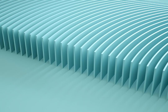 Cyan blue geometric ribbed structure with parallel lines and shadow