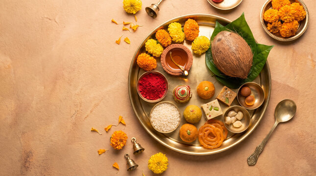 Hindu Festival Worship Essentials Arranged for Deepavali