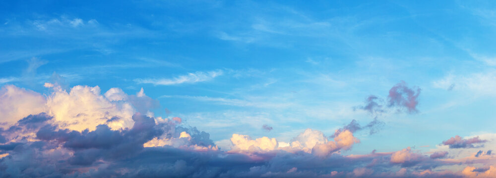 light background of blue sky with melting clouds