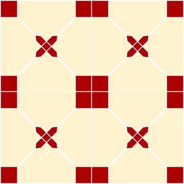 Seamless vector illustration geometric ceramic tile pattern in classic red and cream colors.
