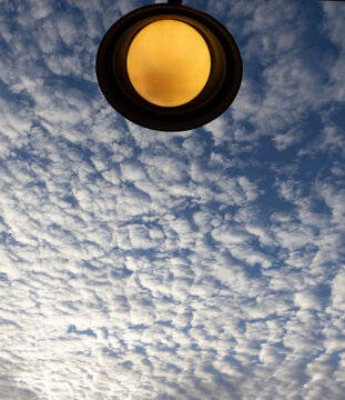 warm front door lamp and sunrise clouds