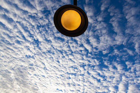 warm front door lamp and sunrise clouds