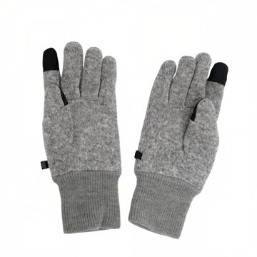 Gray Touchscreen Winter Gloves with Ribbed Cuffs