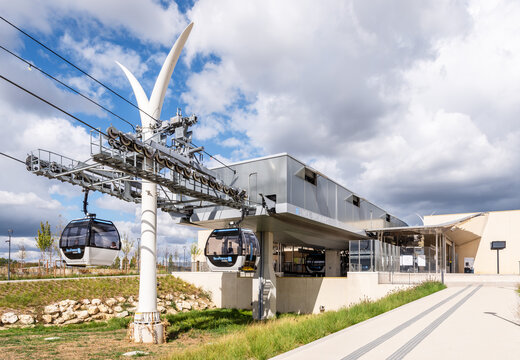 Limeil-Brevannes, France - Sep. 16, 2026: General view of the Limeil-Brevannes station on the Line 1 of the Ile-de-France cable car, also called Cable 1 or C1, opened in 2025 in the suburbs of Paris.