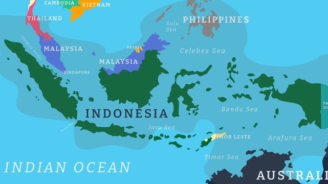 Animated map showing the spread of smoke from forest fires in Indonesia