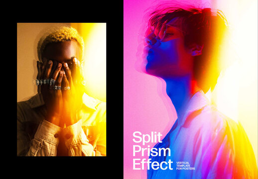 Vertical Prism Split Effect For Poster And Print Design