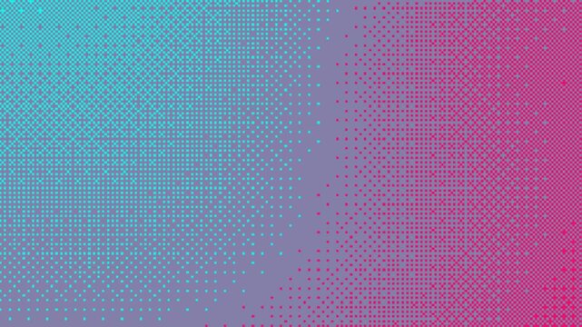 Halftone dot pattern pulsing and shifting across a vibrant gradient background