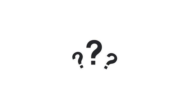 Animated black question marks on white background