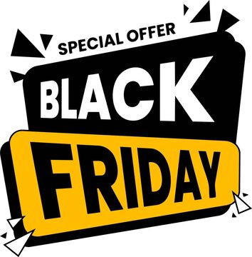 Black friday sale tag with ribbon banner vector illustration