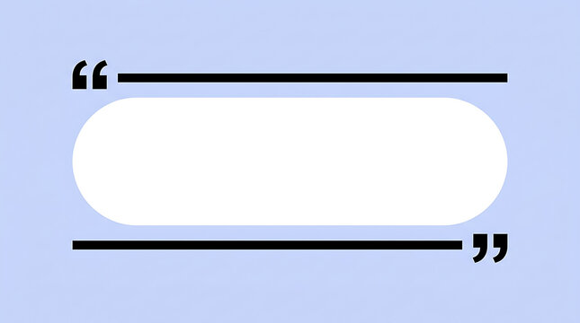 White speech bubble with black quotation marks on a light blue