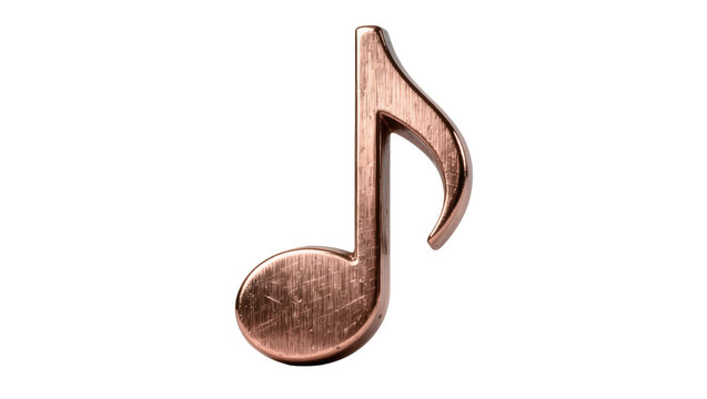 Brushed copper metallic eighth musical note symbol
