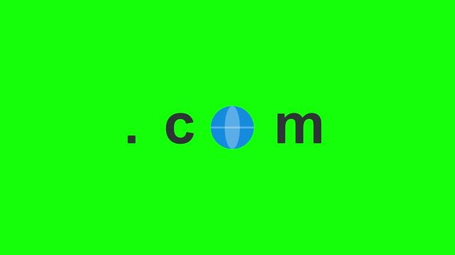 Dot com domain icons with colorful symbols on green screen background
