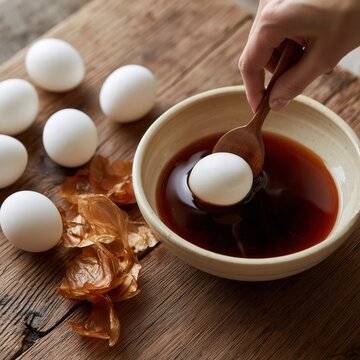 dyeing white eggs with onion peels