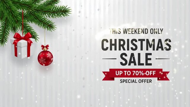 This Weekend Only Christmas Sale Up To 70% Off Promo Animation, Holiday Discount Offer Motion Graphic
