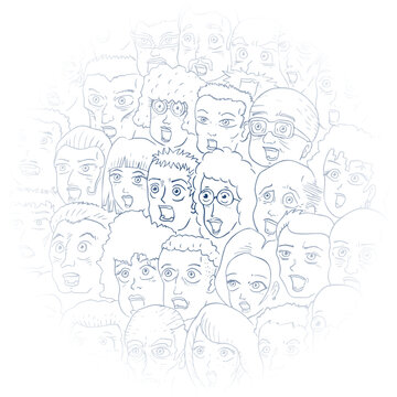 Many people background illustration art style design