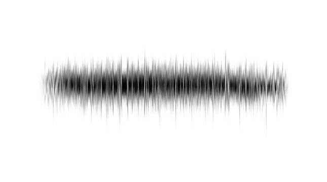 Abstract black audio waveform visualization isolated on a white background representing digital sound frequency data patterns for modern electronic music production concepts