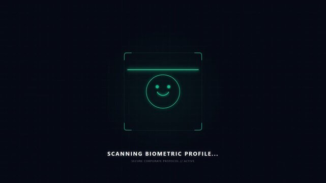 Futuristic Biometric Facial Recognition Scanner Interface