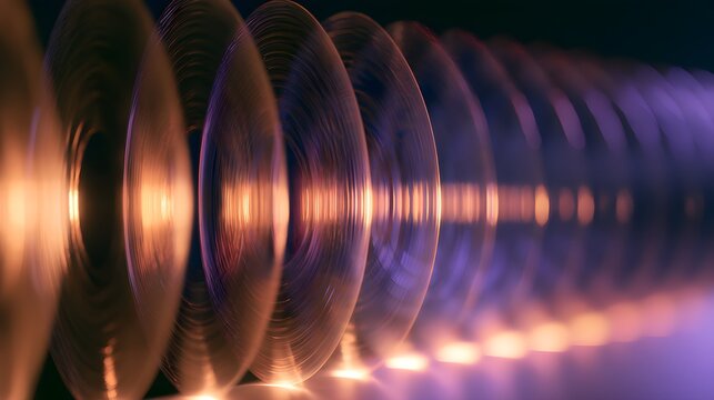 Translucent rings refracting light in a row
