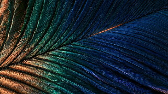 Extreme close up of iridescent feather structure