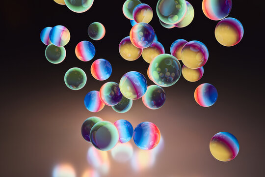 Airborne 3D Glass Bubbles with Jewel Tones