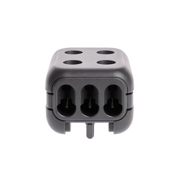 Travel adapter with retractable plugs on transparent background