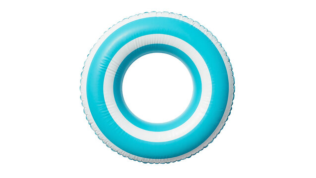 Blue and white striped inflatable swimming pool ring float