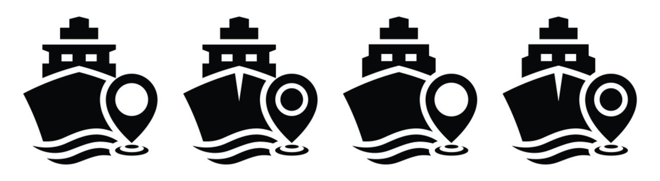 Ship location navigation icon illustration