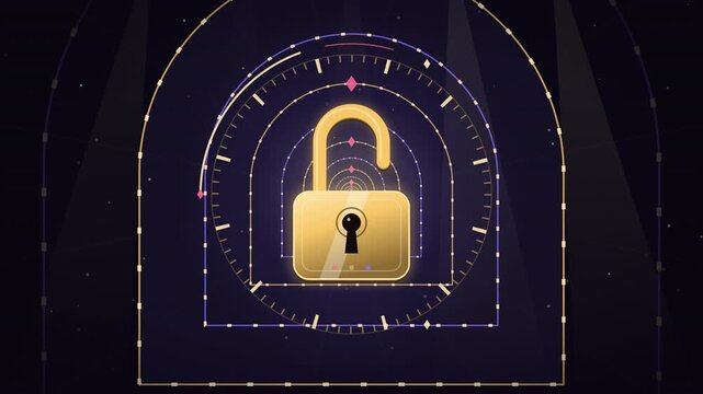 Golden Digital Padlock Security System &ndash; Animated Vault Access Control HUD