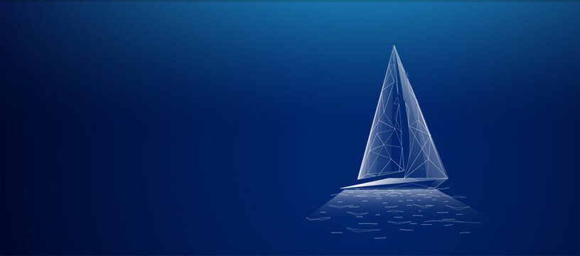 Sailboat forms lines, triangles, and particle style design. Illustration vector