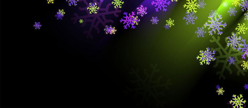 Merry Christmas and Happy New Year. Abstract green and purple snowflakes on a red background