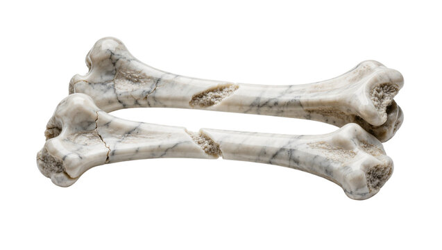 Polished white marble carved decorative bones with natural stone texture