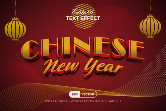 Gold Editable Chinese New Year Text Effect Typography Design.