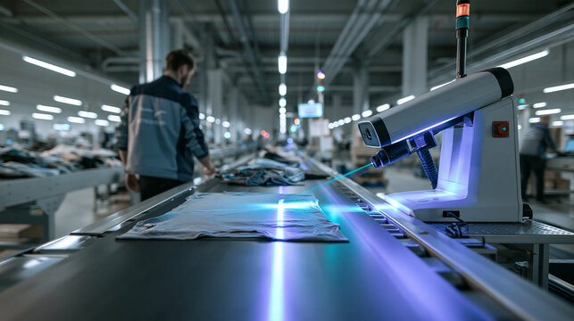 Automated Quality Control Scanner on Conveyor Belt in Factory