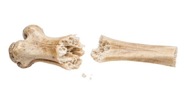 Broken animal bone with visible porous marrow texture