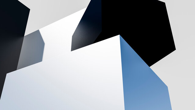Abstract geometric 3d cubes with shadows in modern digital art