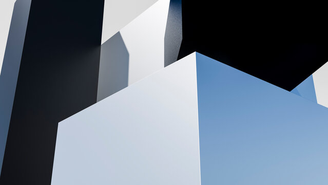 Abstract modern geometric 3d cubes and shapes with light and shadow
