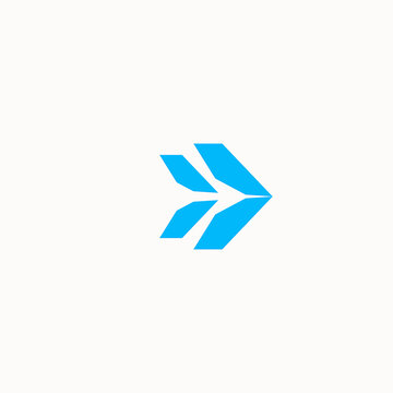 Blue triple chevron arrow icon isolated on transparent background for navigation graphics
