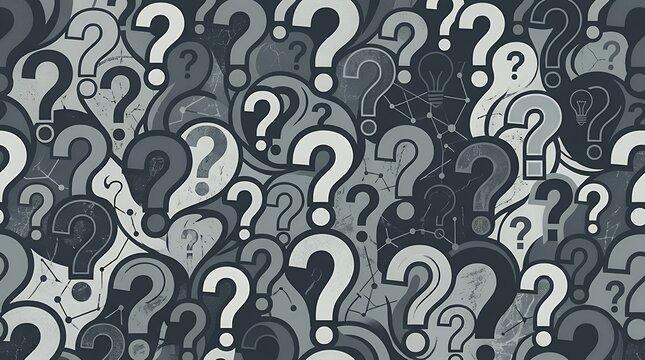 Creative Conceptual Question Mark Symbol Pattern Background Abstract Monochrome Problem Solving Thinking Help Support Graphic Texture For Web Header Poster Faq Inquiries And Digital Brainstorming