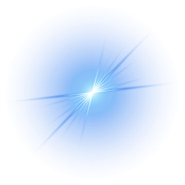 Futuristic cyberpunk blue lens flare with abstract glowing laser rays.