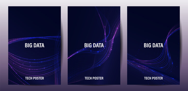 Abstract technology background with glowing wave lines for big data concept
