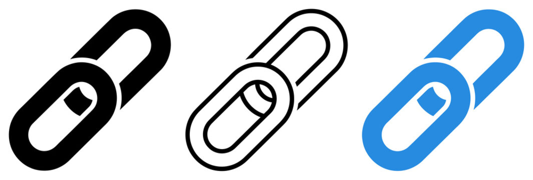 Chain link icon black solid outline and blue variants