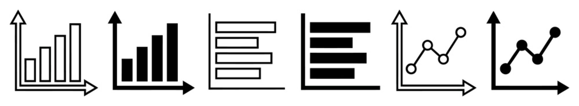 Business chart icon set bar graph and line chart symbols