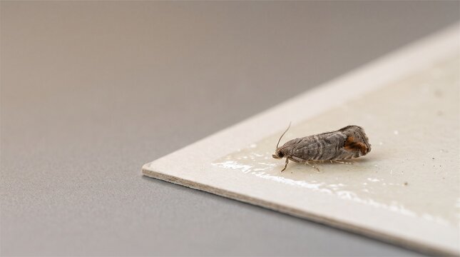 Codling moth stuck on sticky insect trap insert