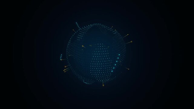 Digital Earth Globe Animation With Glowing Particle Network Lines And Data Flow Connectivity Nodes