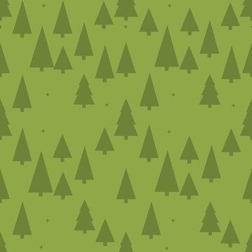 Stylized Green Christmas Tree Seamless Pattern Background, suitable for packaging design, wallpaper or textile design