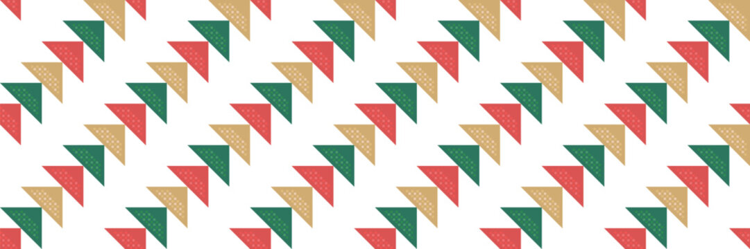 Triangle christmas green and pattern geometric red with beige seamless vector. Background isolated festive and holiday winter xmas with december season new year